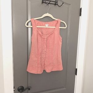 Odille Coral Button-Down Sleeveless Top